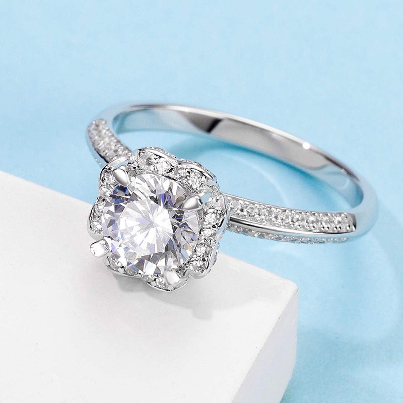 Proposal Flower  Design  Moissanite Engagement Ring