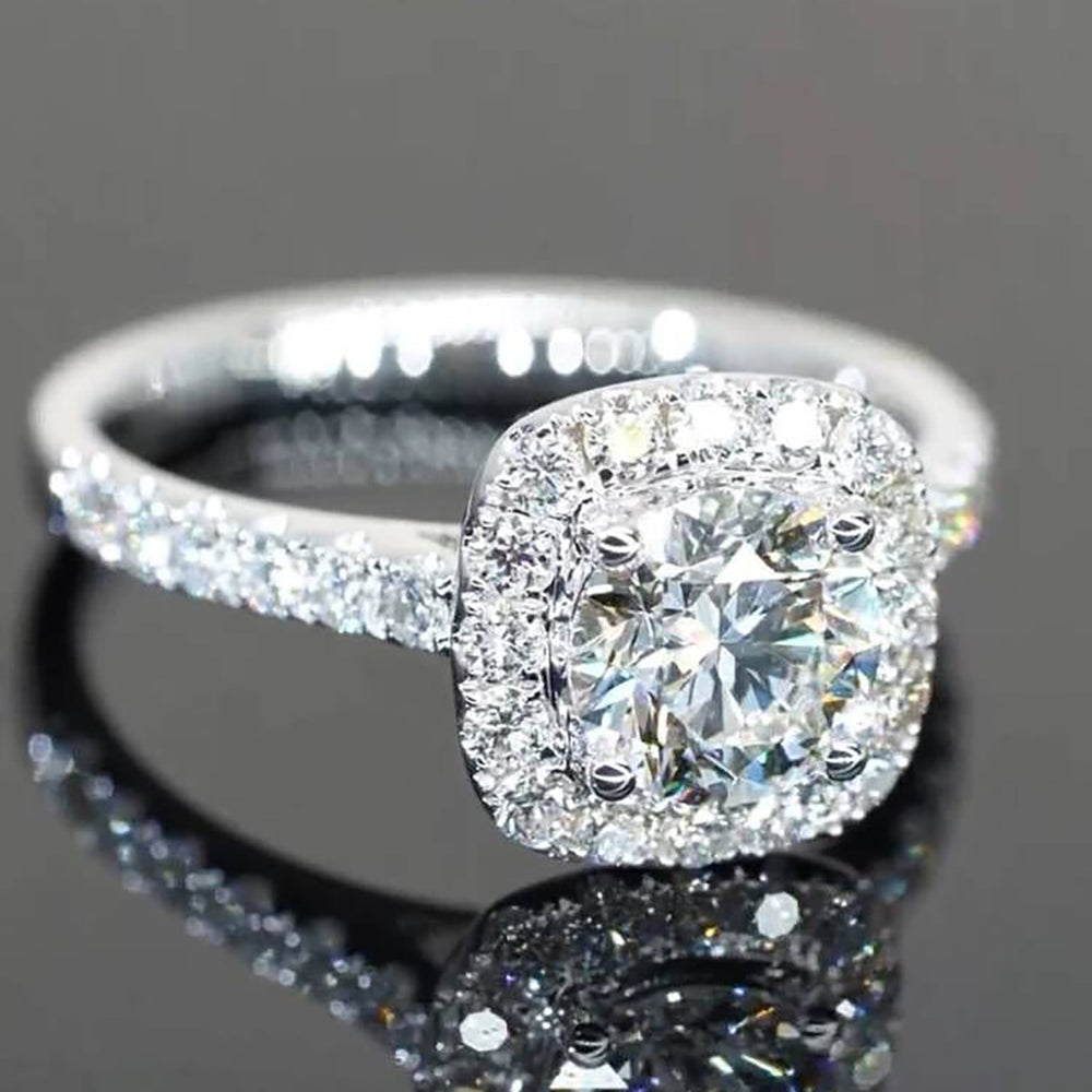 Classic Halo Design Moissanite Engagement Ring