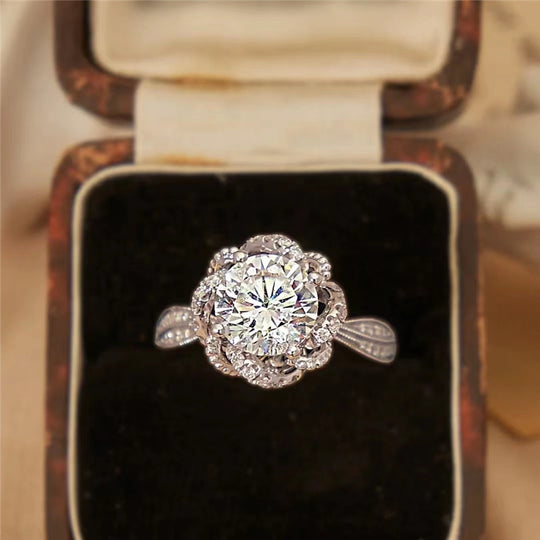 Rose Fountain Moissanite Engagement Ring