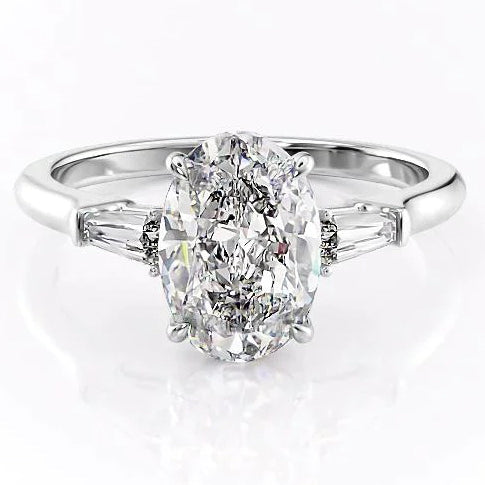 3CT Oval Cut three stone Design Moissanite Engagement Ring