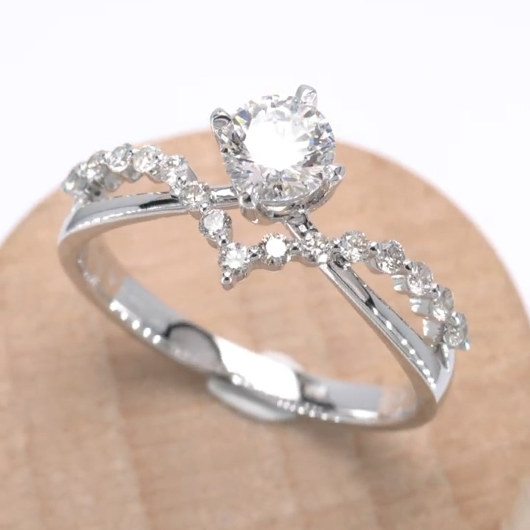 Cross Ring Band Design Moissanite Engagement Ring