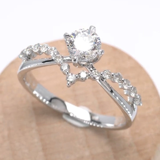 Cross Ring Band Design Moissanite Engagement Ring