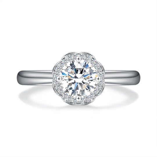 Lucky Flower 2 Tones  Moissanite Engagement Ring