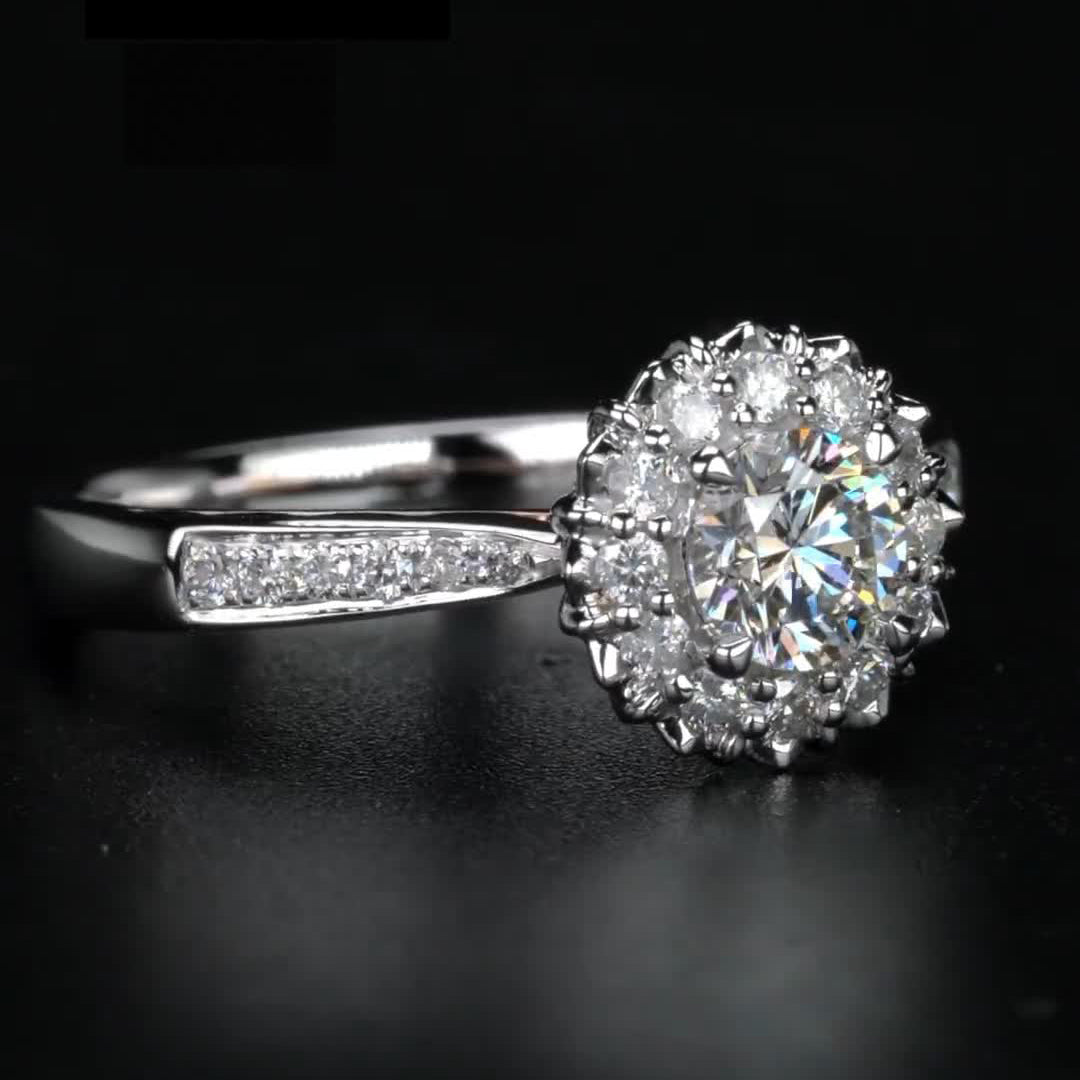 Blooming Flower 2 Tones  Moissanite Engagement Ring