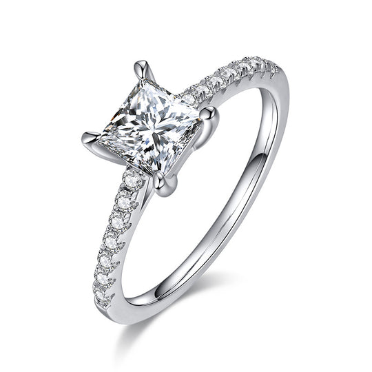 Simple Design Princess Cut Moissanite Ring