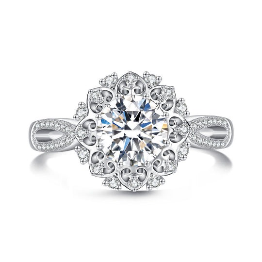 Hydrangea Design Moissanite Engagement Ring