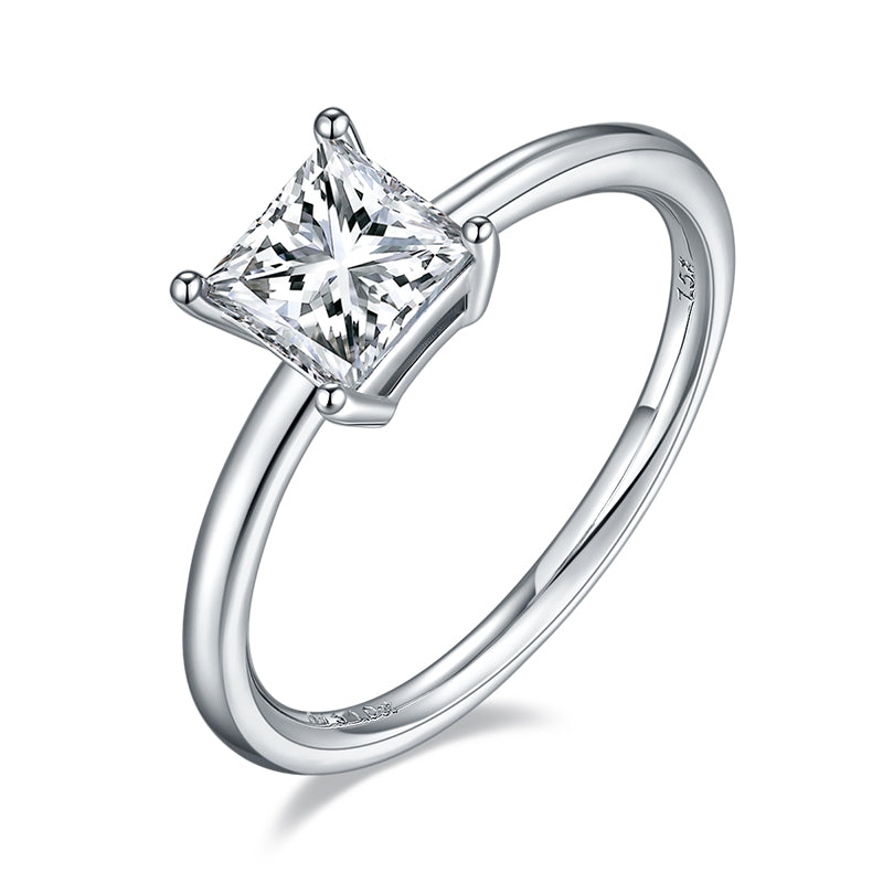 Princess Cut Solitary Moissanite Engagement Ring