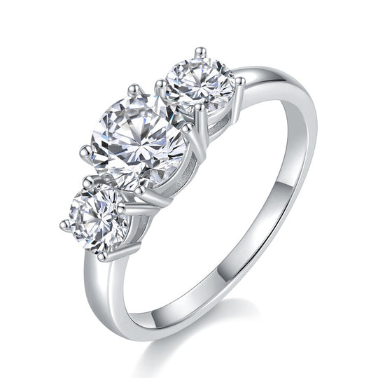 3 Stones Design  Moissanite Engagement Ring