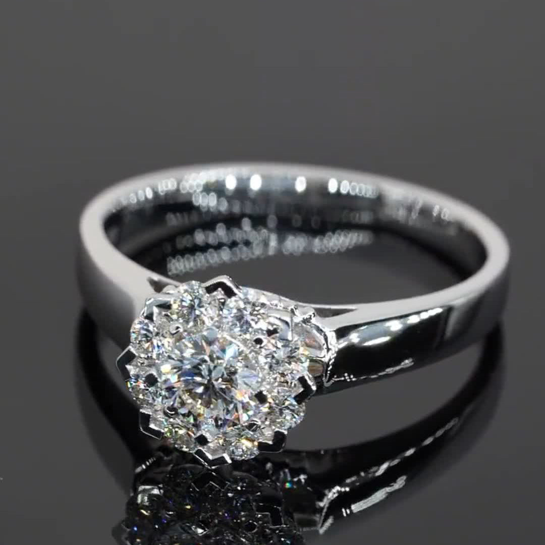 Elegant Flower Design Moissanite Engagement Ring