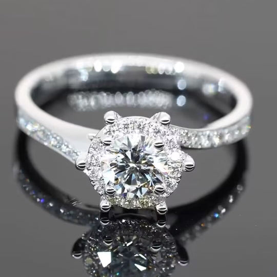 Halo Design Moissanite Engagement Ring