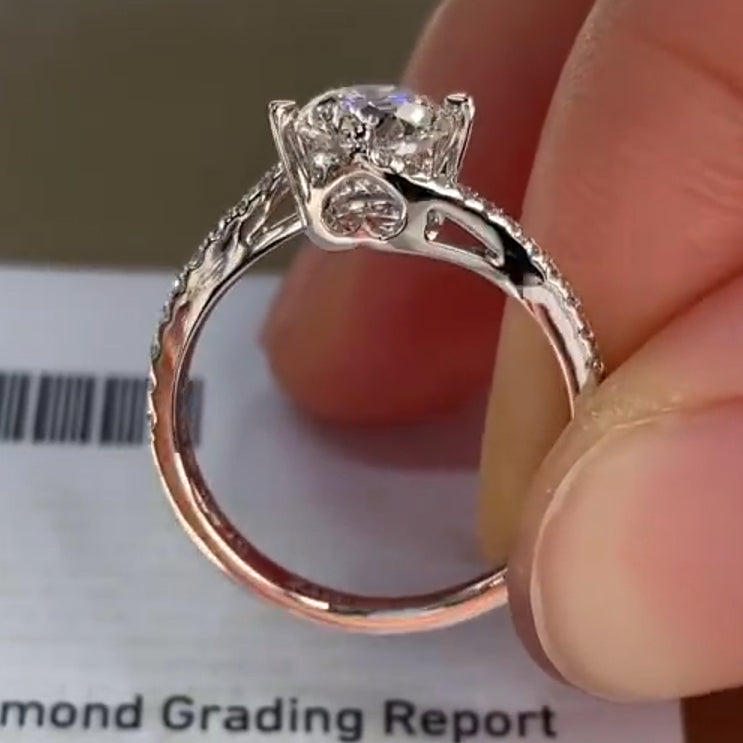 New Twisted Shank Design Moissanite Engagement Ring