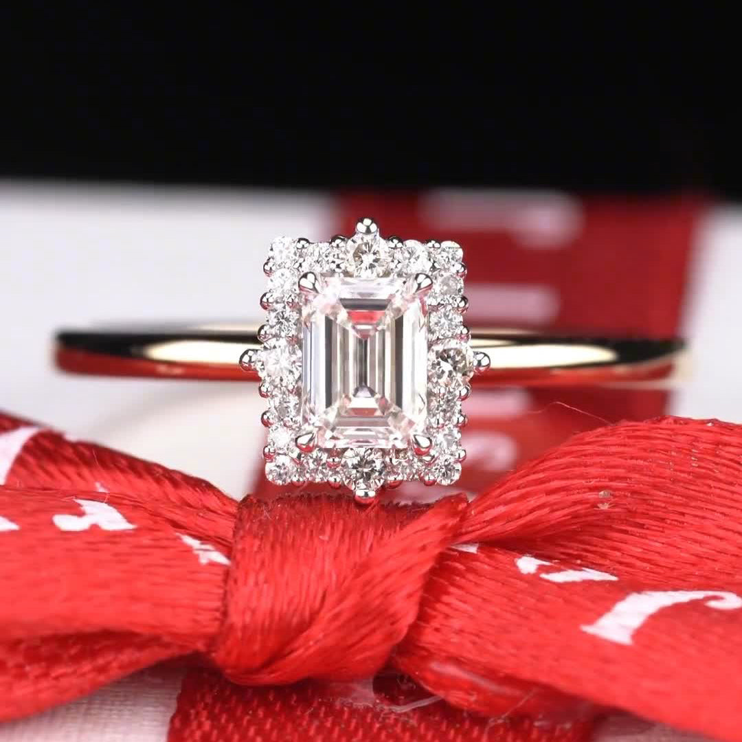 Emerald Cut Classic Design Moissanite Engagement Ring