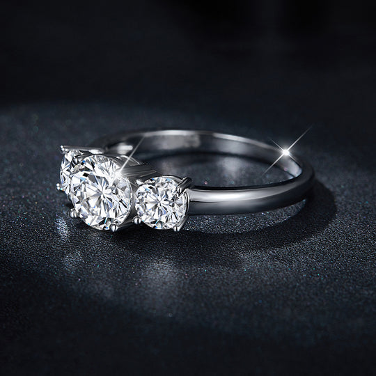 3 Stones Design  Moissanite Engagement Ring