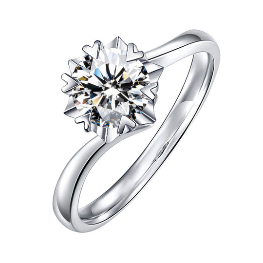 Snowflake Twisted Ring Band Design Moissanite Engagement Ring