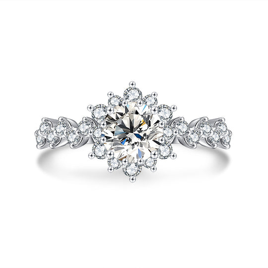 The Stars and Flower Moissanite Engagement Ring