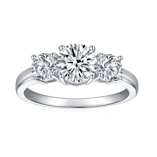 3 Stones Design  Moissanite Engagement Ring