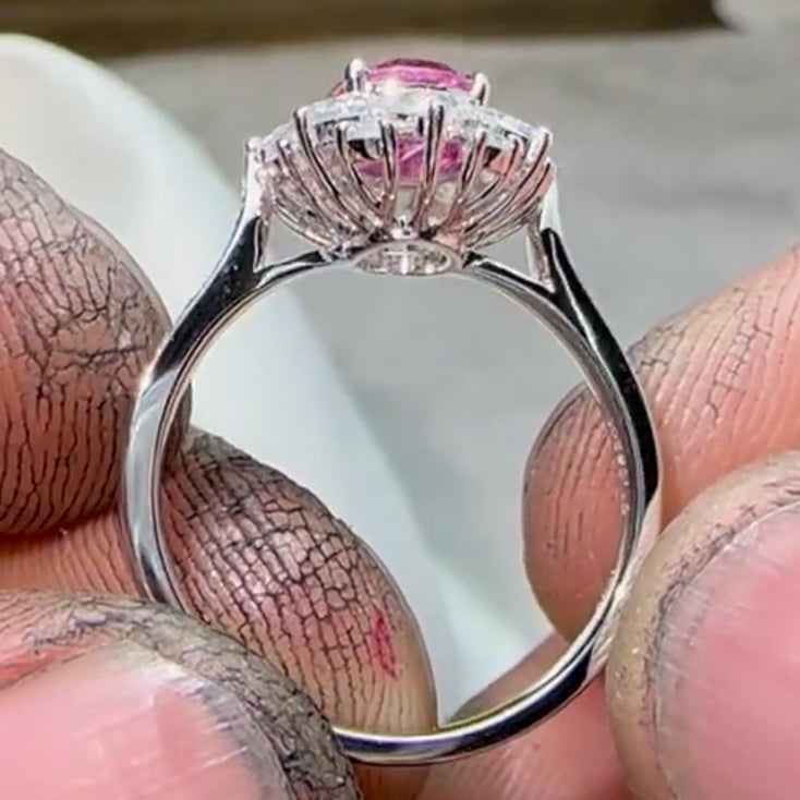 Oval Cut Pink Moissanite Engagement Ring