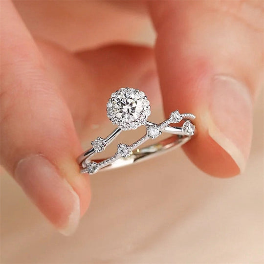 Flower and Vine Moissanite Engagement Ring