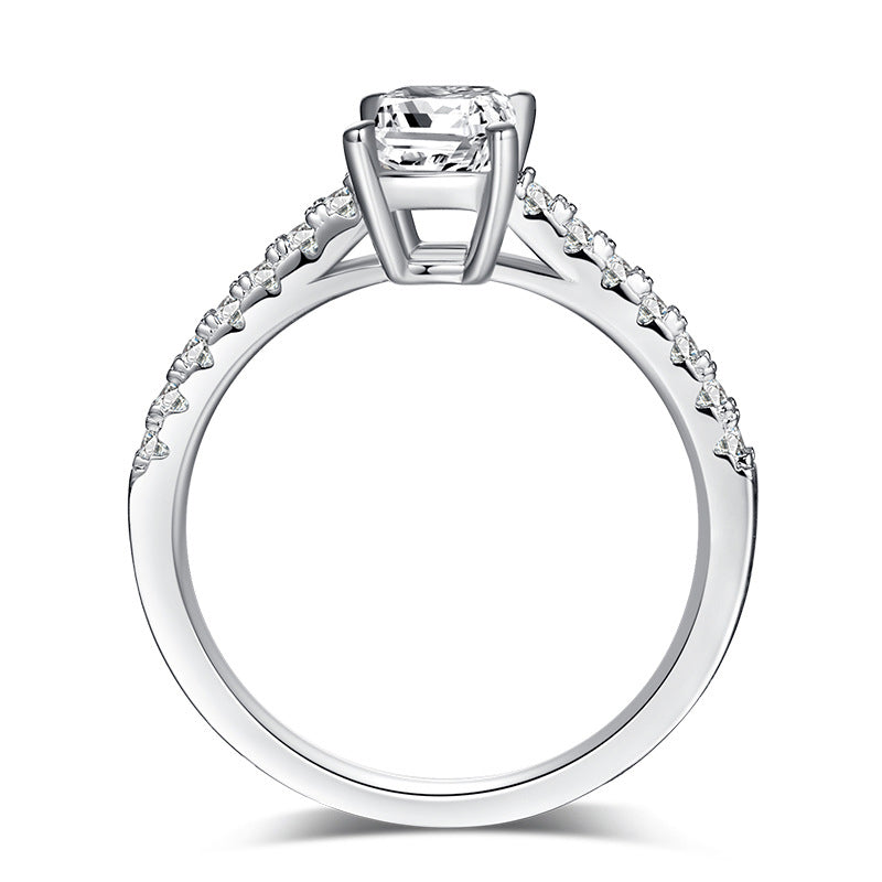 Simple Design Emerald Cut Moissanite Ring