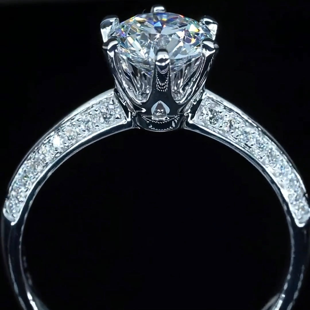 Classic 6 Prongs Iced Out Engagement Ring