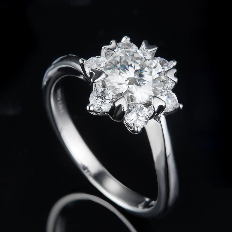 Star Flower Design Moissanite Ring