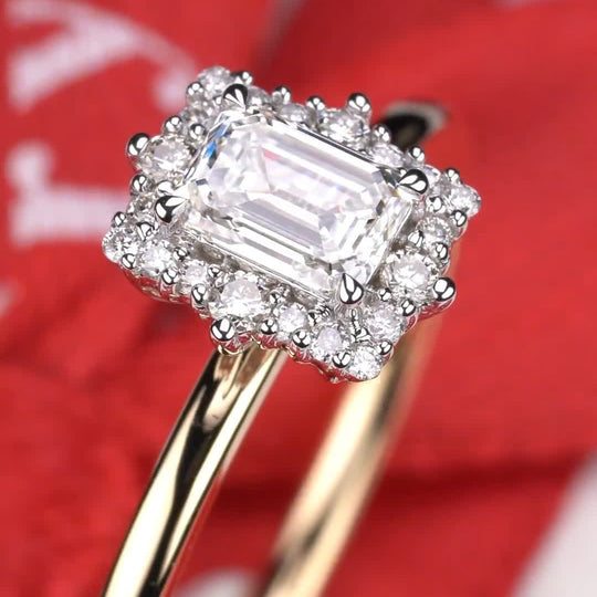 Emerald Cut Classic Design Moissanite Engagement Ring