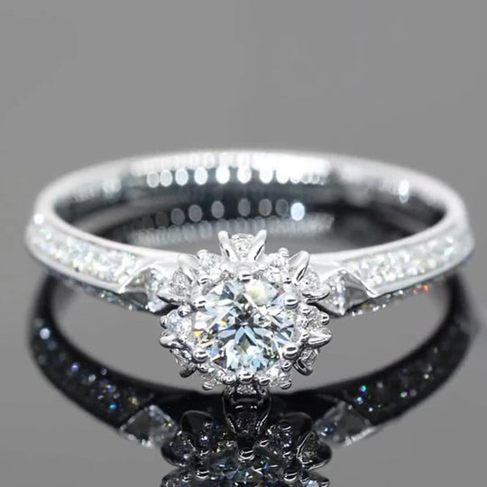 Special Flower Design Moissanite Engagement Ring