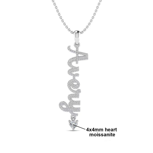 S925 Silver Vertical Design Custom Moissanite Name Necklace For Women