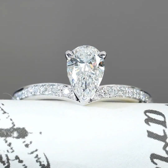 Pear Cut Simple Design Moissanite Engagement Ring