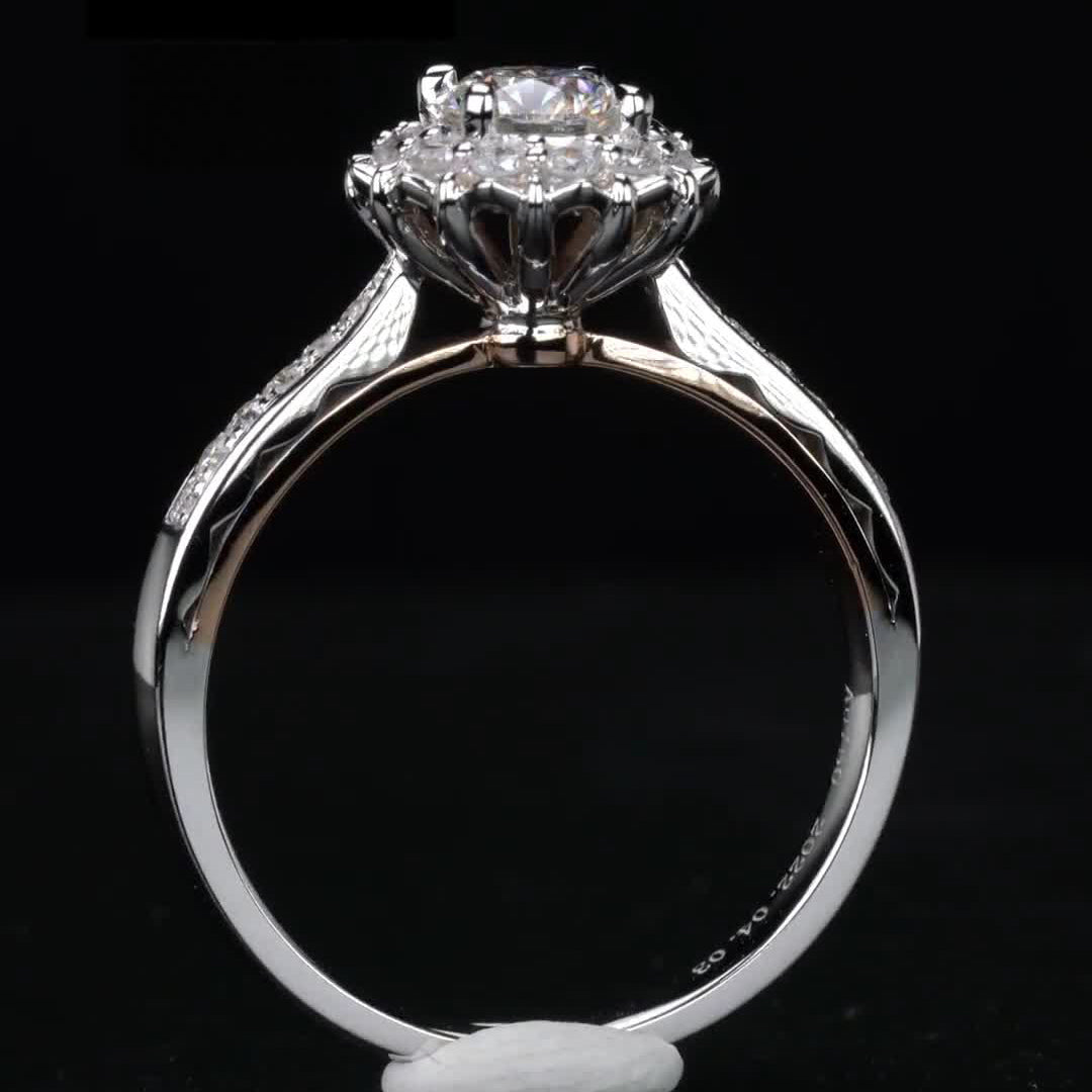 Blooming Flower 2 Tones  Moissanite Engagement Ring