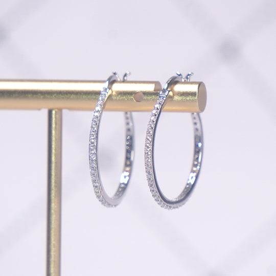 Trendy 925 Silver Moissanite Hoop Earrings