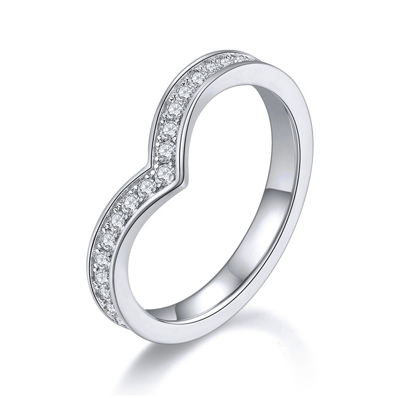 V Shape Design Wedding Band Moissanite Full Eternity Ring