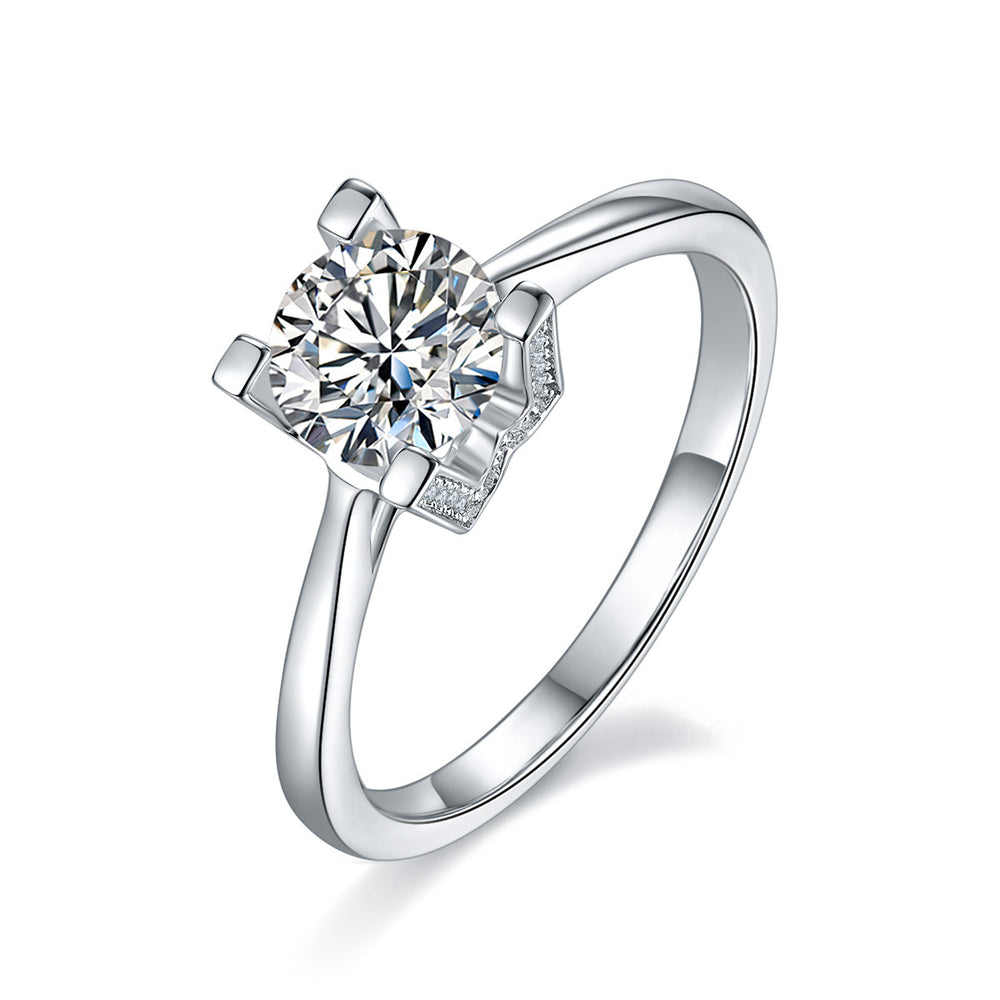 H W Letter Design Moissanite Engagement Ring