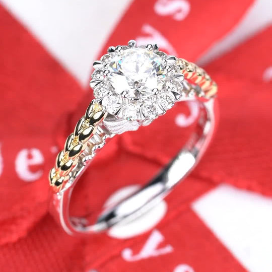 2 Tones Wings Design Moissanite Engagement Ring