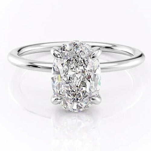 3CT Oval Cut Hidden Halo Moissanite Engagement Ring