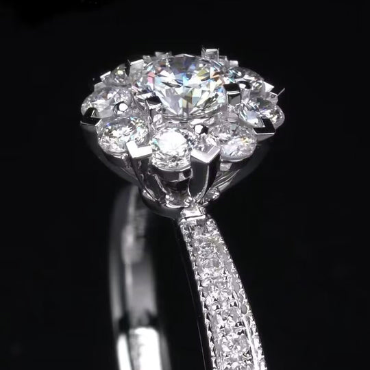 Flower Design Moissanite Engagement Ring