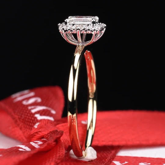 Emerald Cut Classic Design Moissanite Engagement Ring