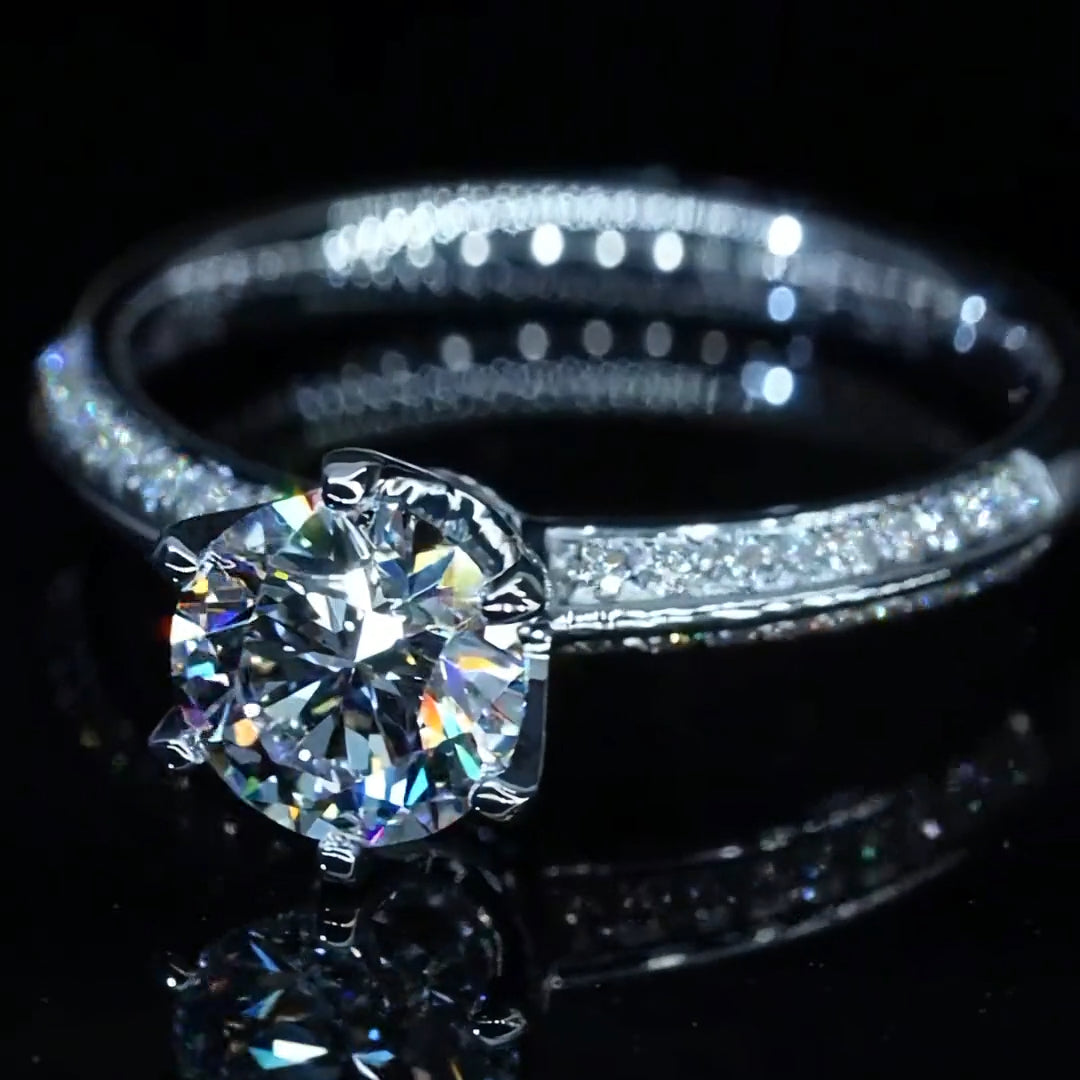 Classic 6 Prongs Iced Out Engagement Ring