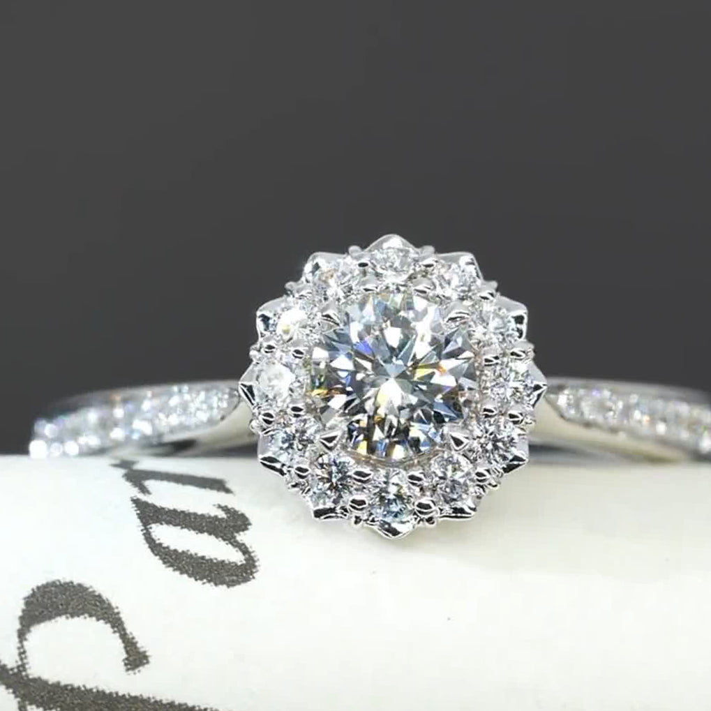 Flower Design Moissanite Engagement Ring