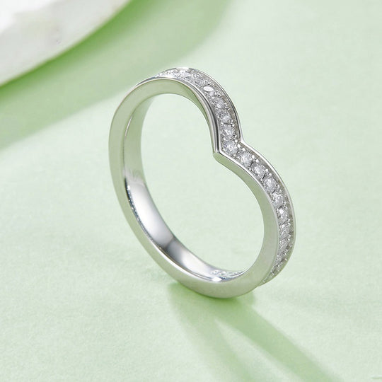 V Shape Design Wedding Band Moissanite Full Eternity Ring