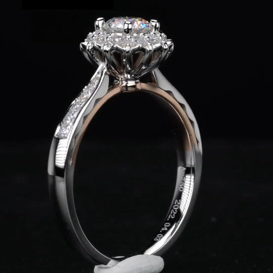 Blooming Flower 2 Tones  Moissanite Engagement Ring