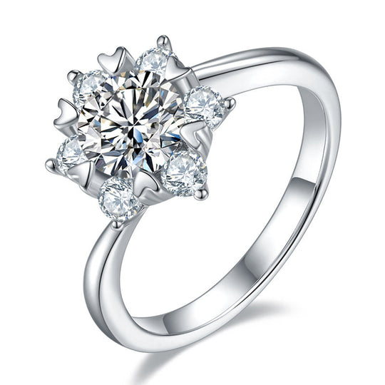 Star Flower Design Moissanite Ring