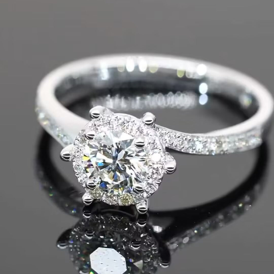 Halo Design Moissanite Engagement Ring