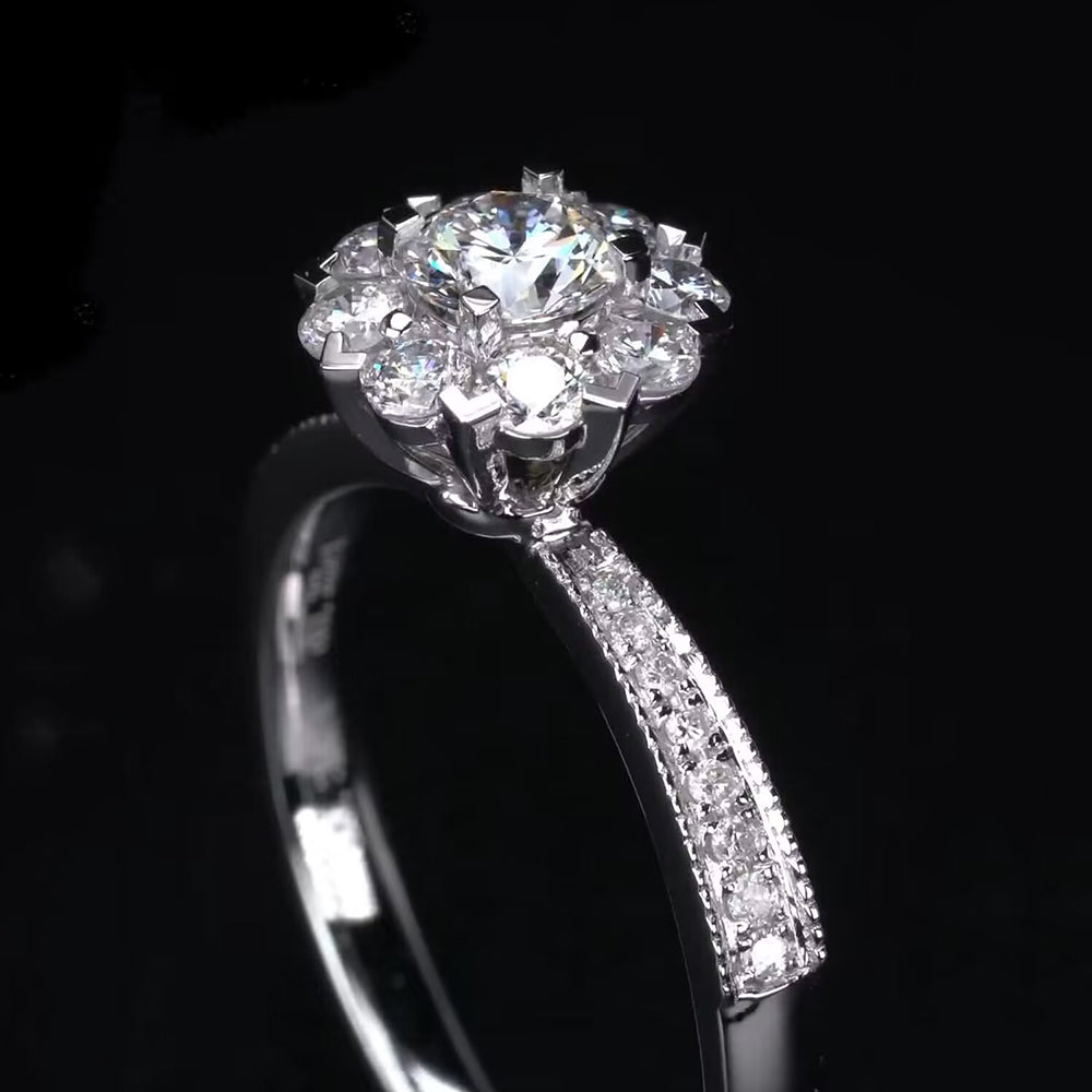 Flower Design Moissanite Engagement Ring