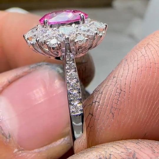 Oval Cut Pink Moissanite Engagement Ring