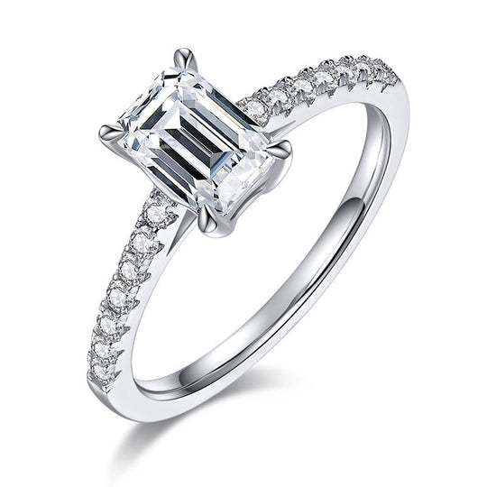 Simple Design Emerald Cut Moissanite Ring