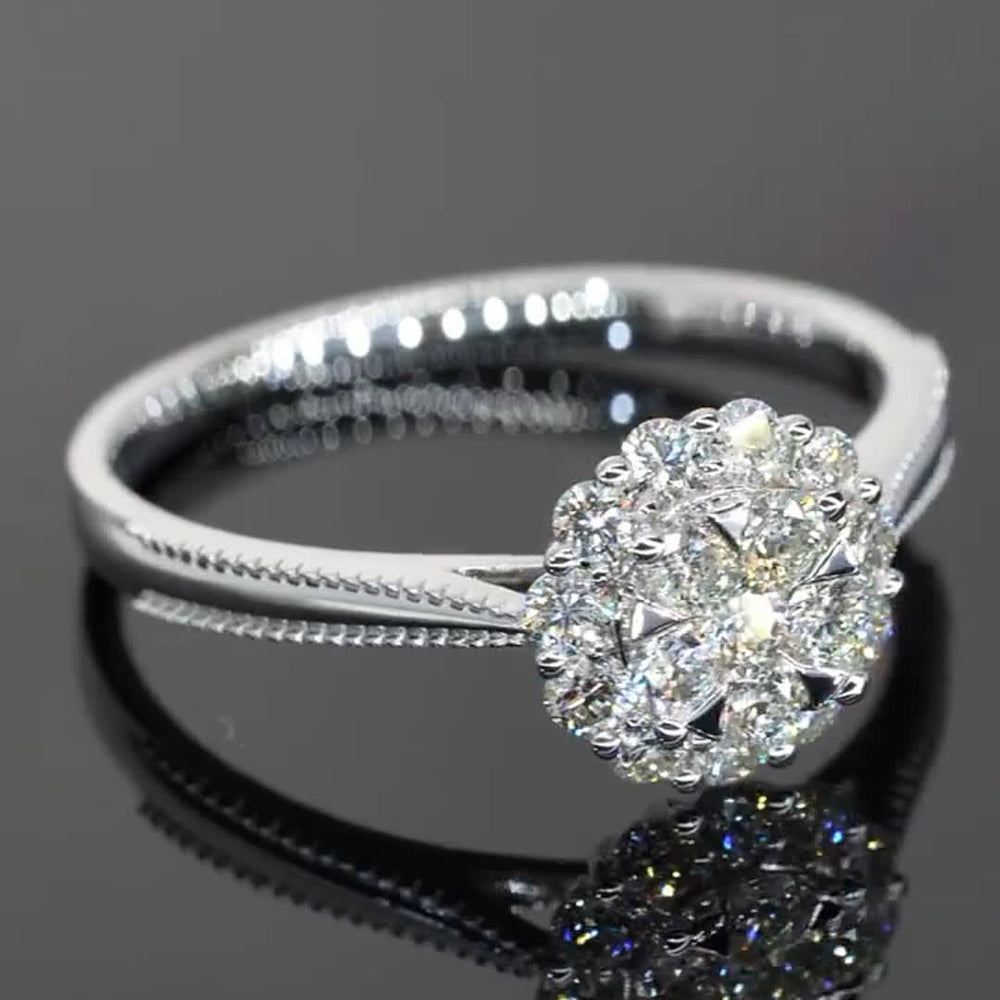 Dew Edge Design Moissanite Engagement Ring