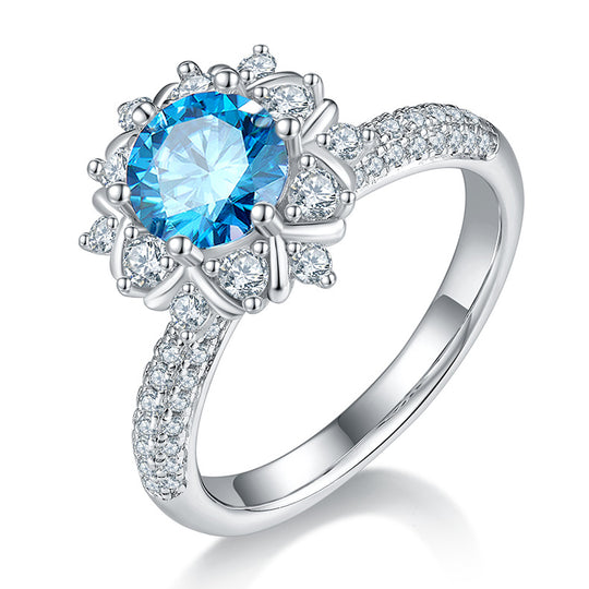 Colorful Flower Moissanite Engagement Ring