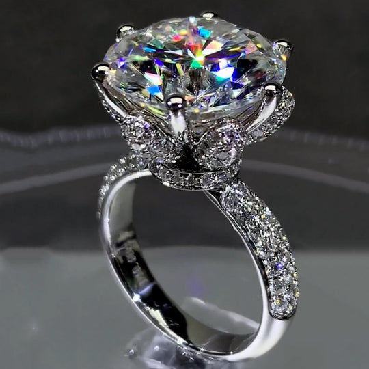 10CT Flower Design Moissanite Engagement Ring