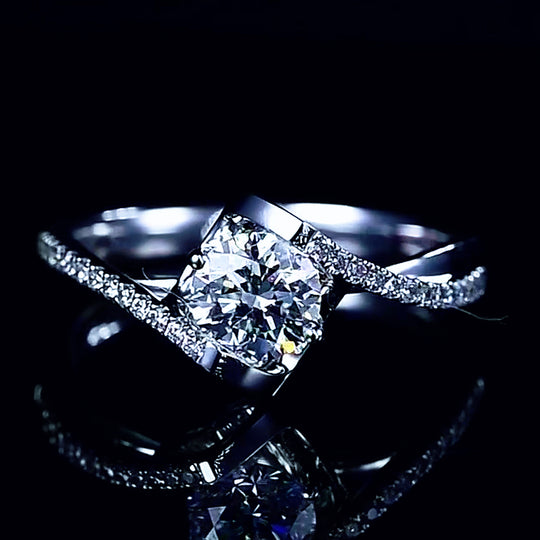 New Twisted Shank Design Moissanite Engagement Ring